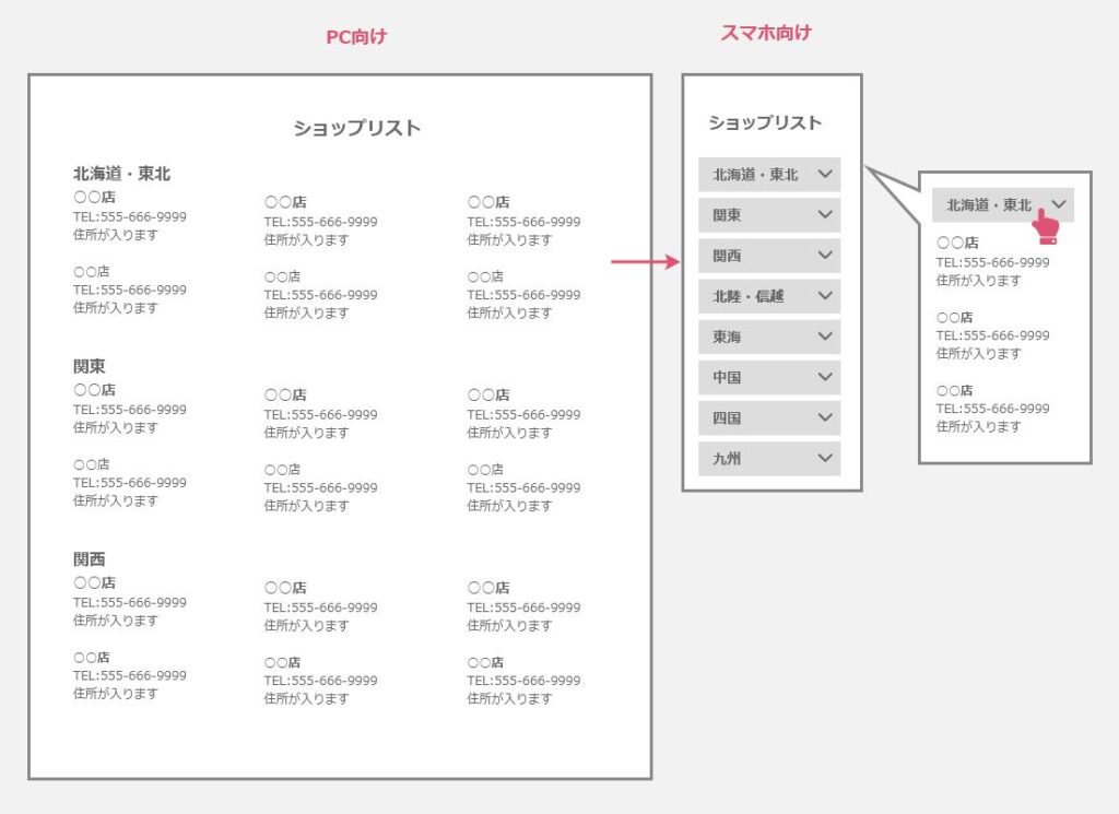 スマホデザイン：長い要素は折り畳む